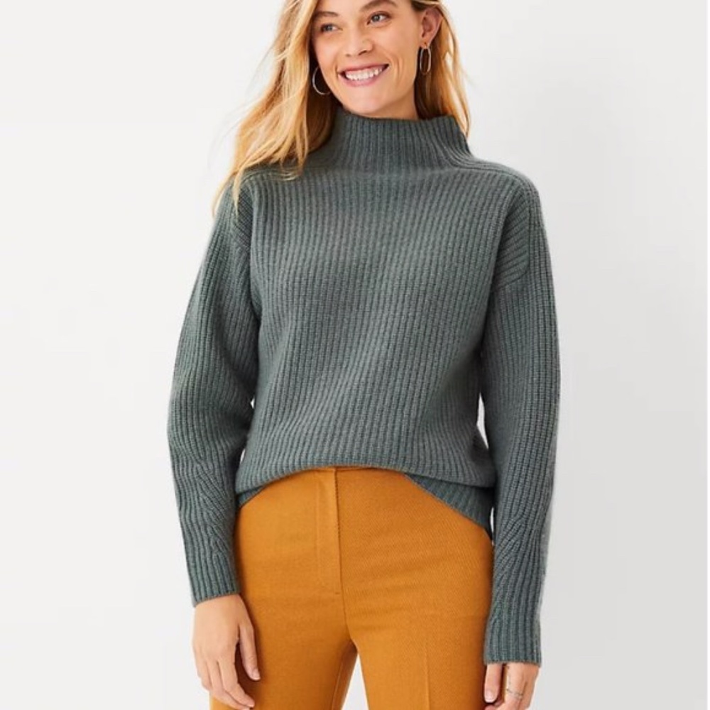 Ann Taylor Ribbed Cashmere Turtleneck Sweater NWT